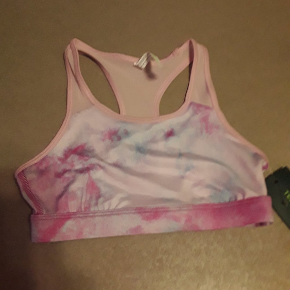 NWT - Girls size 8 Tek Gear® Pink Tie Dye Racerback Sports Bra